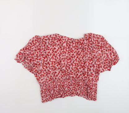 Womens UK Size M Motel Pink Cropped Blouse