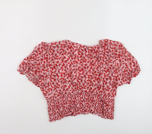 Womens UK Size M Motel Pink Cropped Blouse
