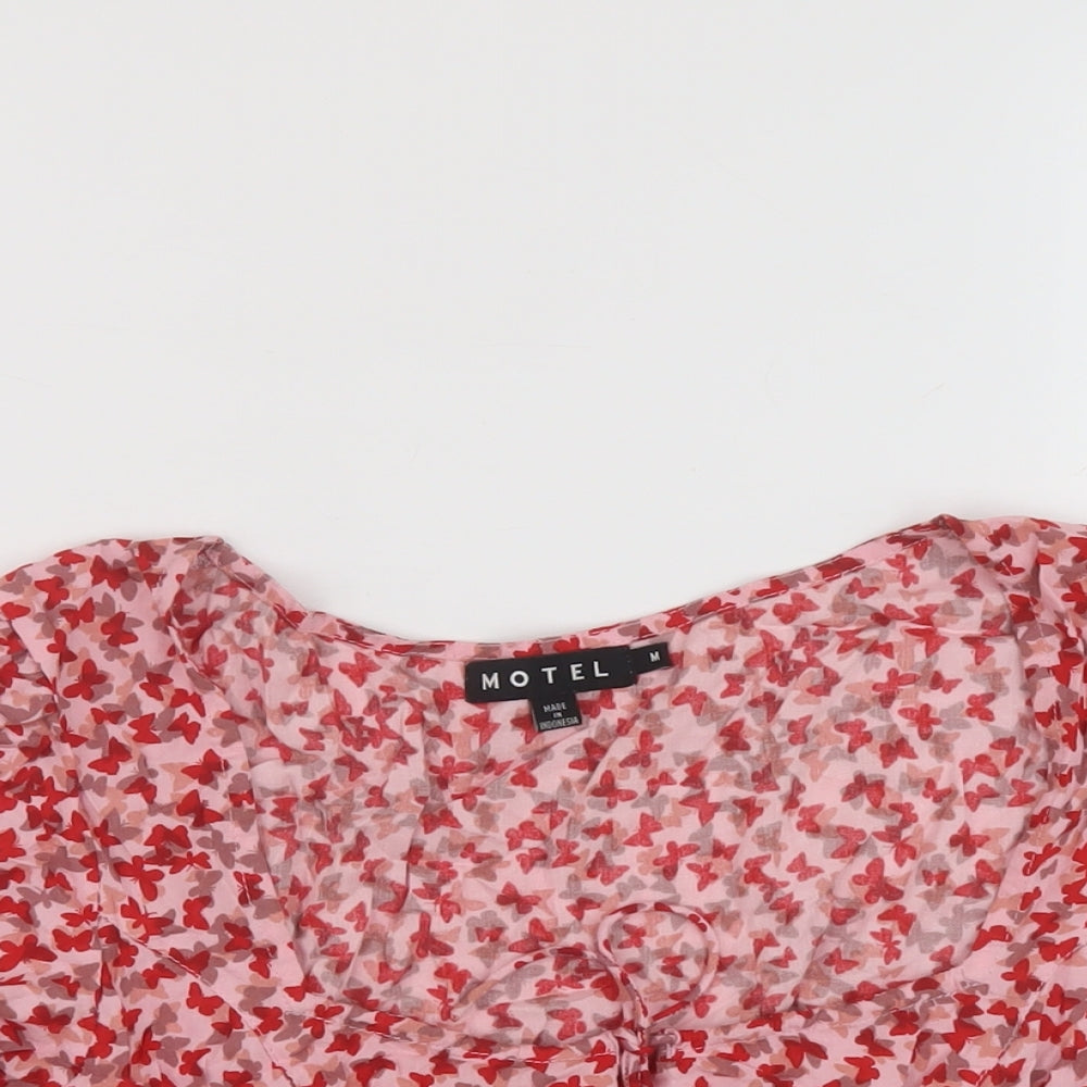Womens UK Size M Motel Pink Cropped Blouse