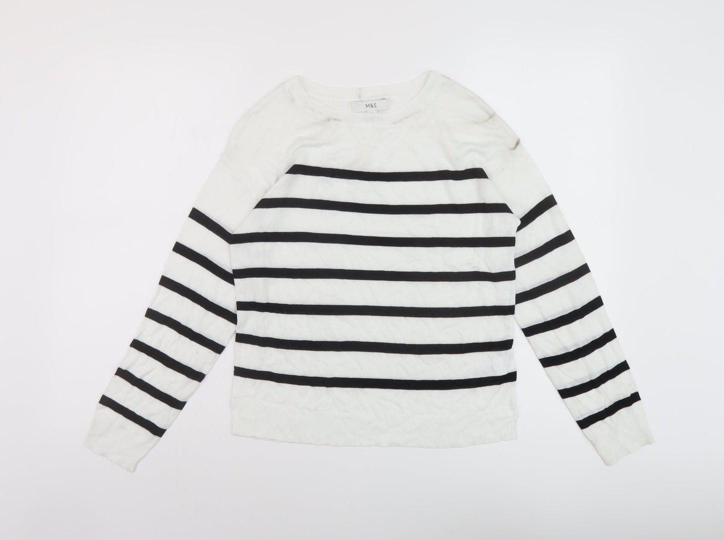 Womens UK Size XS Marks and Spencer White Pullover Jumper