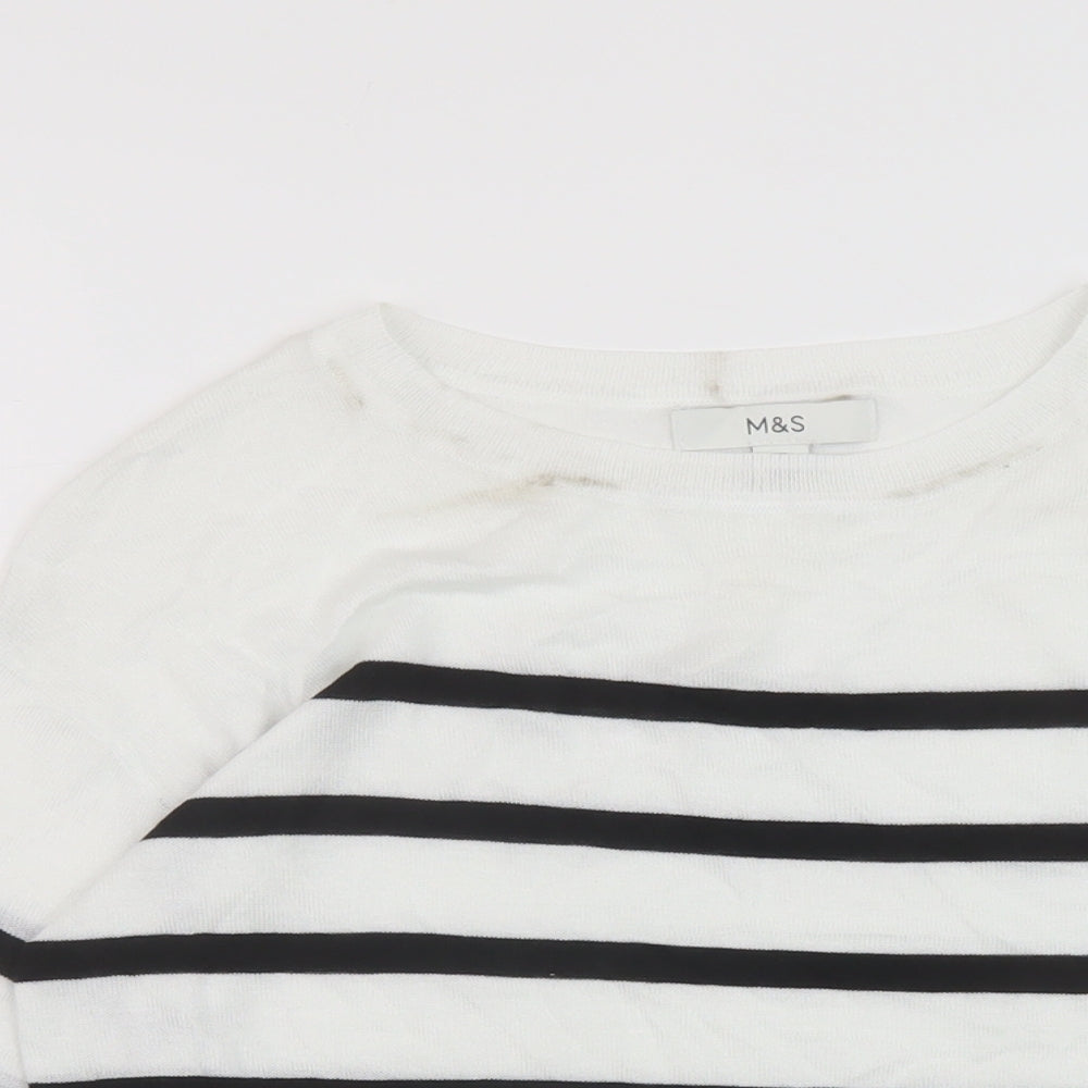 Womens UK Size XS Marks and Spencer White Pullover Jumper