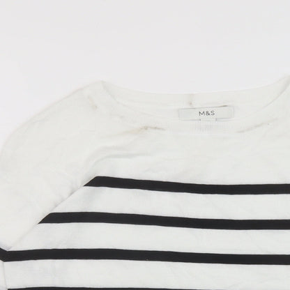 Womens UK Size XS Marks and Spencer White Pullover Jumper