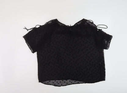 Womens UK Size S Zara Black Basic Blouse