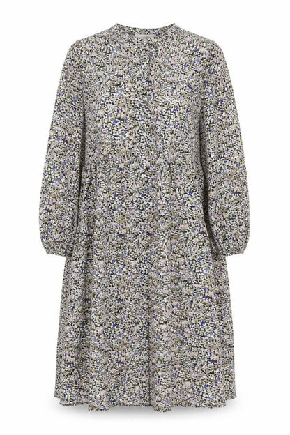Marks and Spencer Womens Multicoloured Floral Viscose A-Line Size 10 V-Neck Button