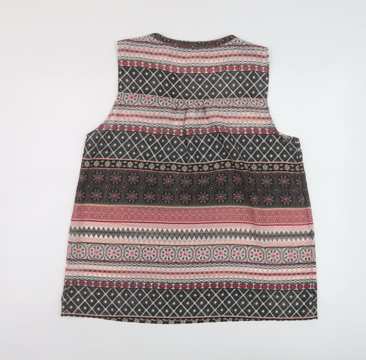 Bonmarché Womens Multicoloured Geometric Polyester Basic Tank Size 16 V-Neck