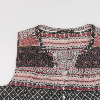 Bonmarché Womens Multicoloured Geometric Polyester Basic Tank Size 16 V-Neck