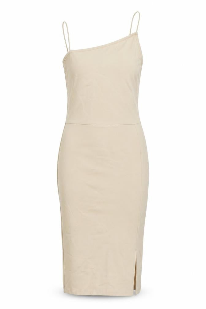 Nakd Womens Beige Polyester Bodycon Size XS One Shoulder Pullover