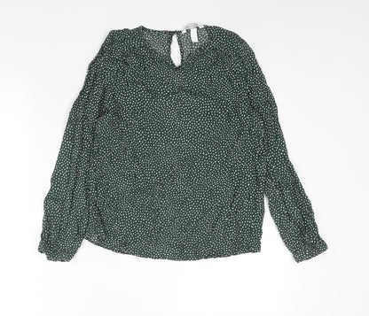 Womens UK Size 8 H&M Green Basic Blouse