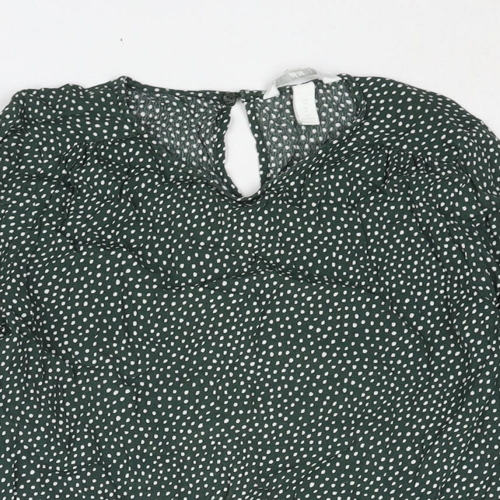 Womens UK Size 8 H&M Green Basic Blouse
