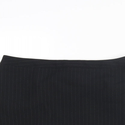 Dorothy Perkins Womens Black Striped Polyester Straight & Pencil Skirt Size 12 Zip
