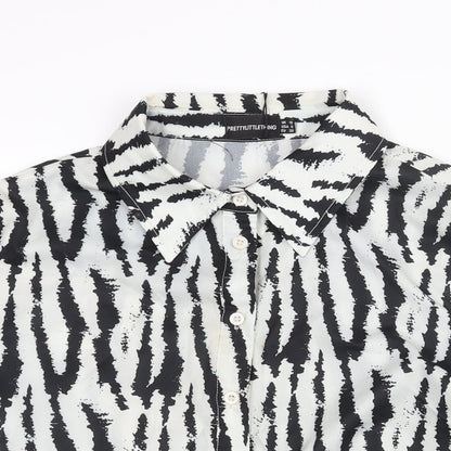 Womens UK Size 10 PRETTYLITTLETHING White Basic Button-Up