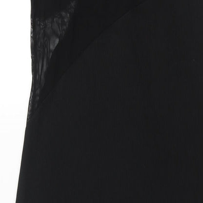 Topshop Womens Black Polyester Maxi Size M Round Neck Pullover - Mesh Panel