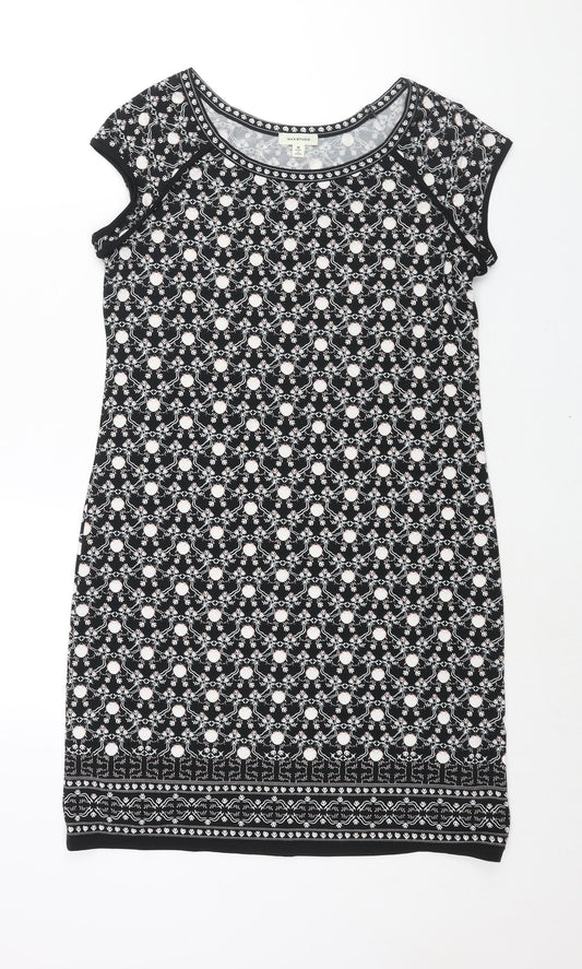 Max Studio Womens Black Geometric Polyester Sheath Size M Round Neck Pullover