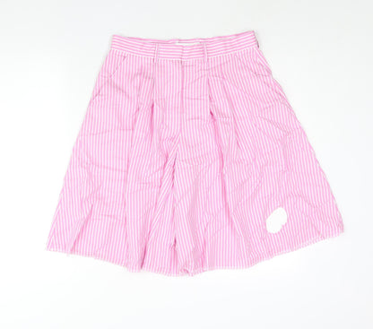 XIaoli Womens Pink Striped Cotton Bermuda Shorts Size S L11 in Regular Zip