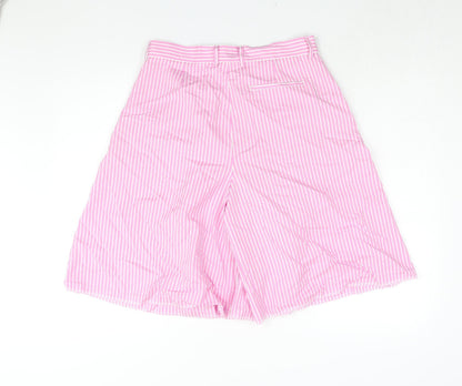 XIaoli Womens Pink Striped Cotton Bermuda Shorts Size S L11 in Regular Zip