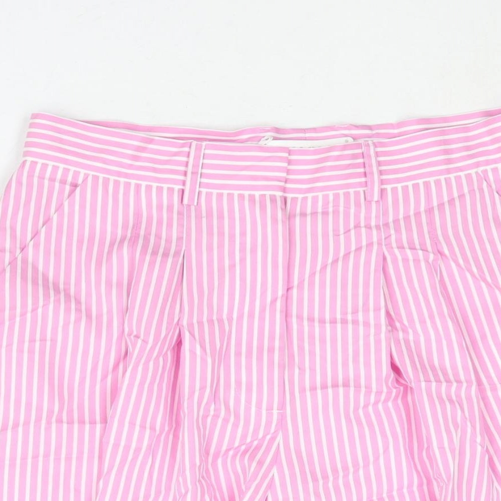 XIaoli Womens Pink Striped Cotton Bermuda Shorts Size S L11 in Regular Zip