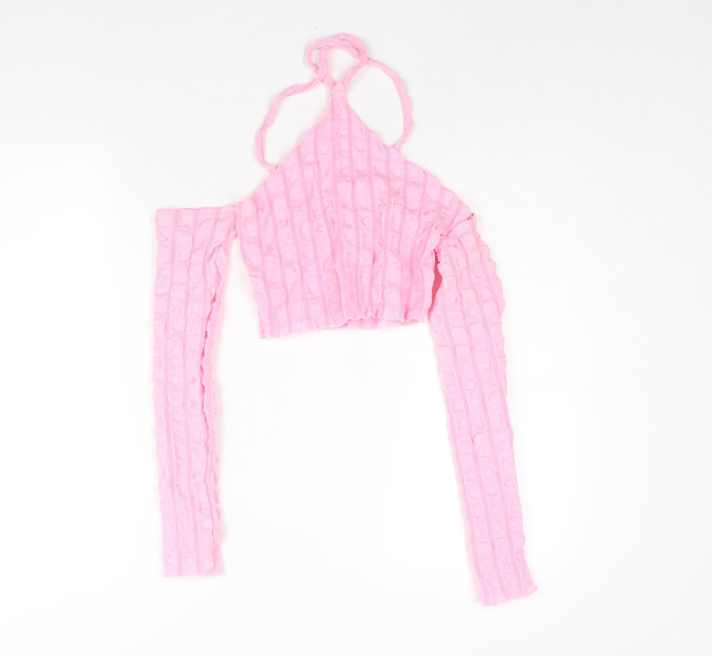 Womens UK Size 8 PRETTYLITTLETHING Pink Cropped Blouse