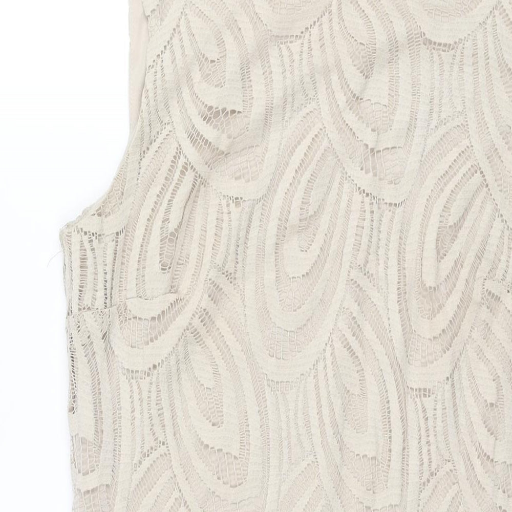 Wallis Womens Beige Polyester Shift Size 12 Round Neck Pullover