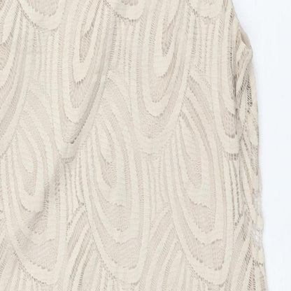 Wallis Womens Beige Polyester Shift Size 12 Round Neck Pullover