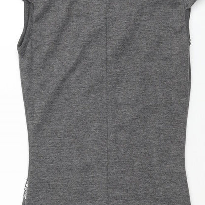 Ezia Womens Grey Polyester Mini Size 8 Round Neck Pullover - Sequin