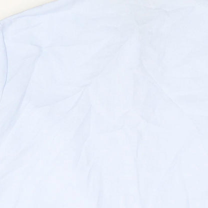 EWM Womens Blue Polyester Basic Button-Up Size 18 Collared - Pleat Detail