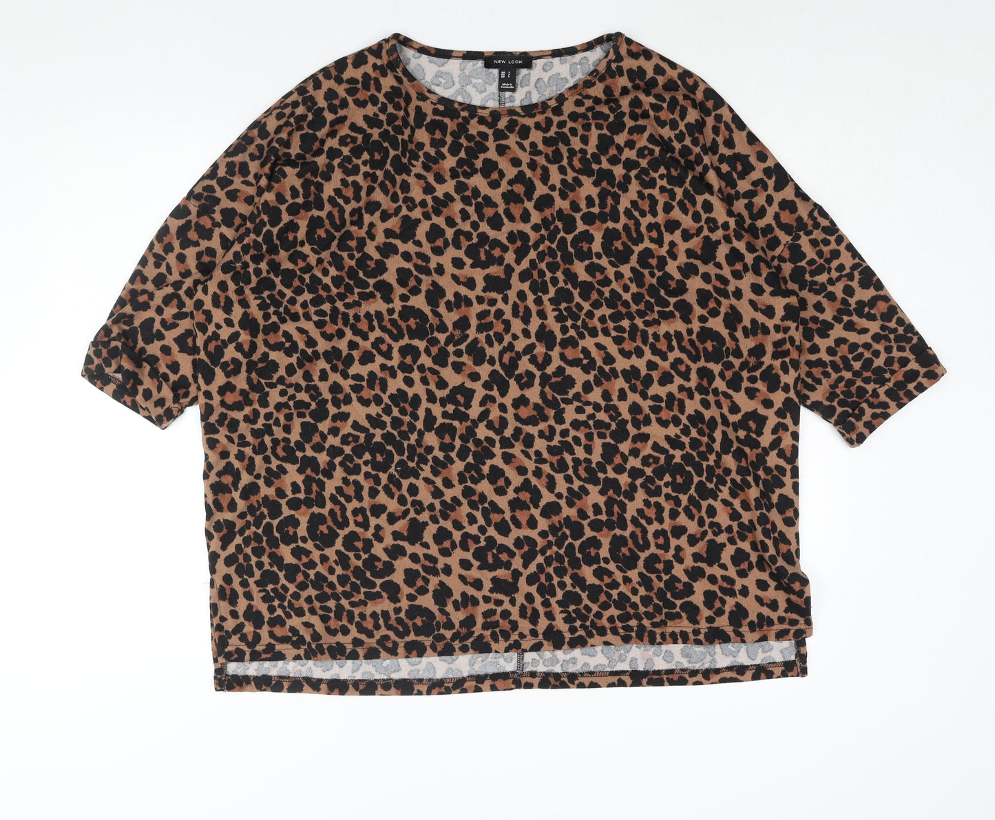 Womens UK Size L New Look Brown Basic Blouse