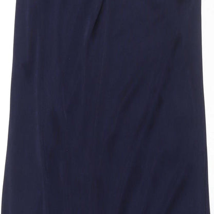 BCBGMAXAZRIA Womens Blue Polyester Maxi Size 2XS One Shoulder Tie - Stud Detail