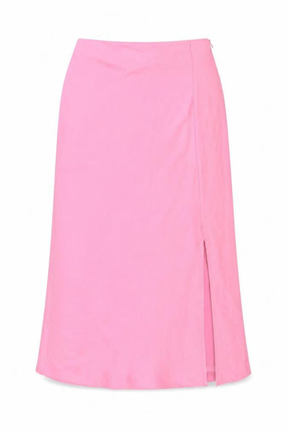 Monki Womens Pink Polyester A-Line Skirt Size 10 Zip - Front Slit