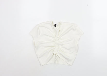 Womens UK Size M Divided by H&M Ivory Cropped Blouse