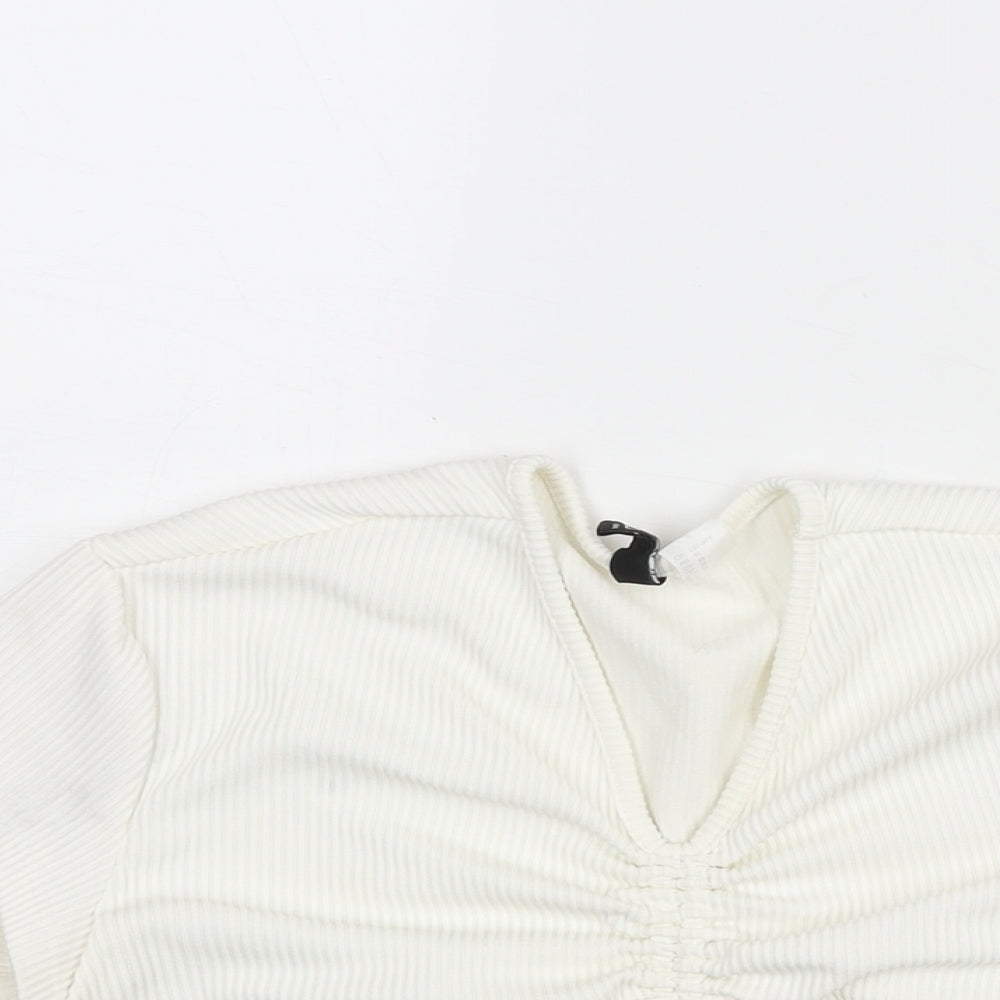 Womens UK Size M Divided by H&M Ivory Cropped Blouse