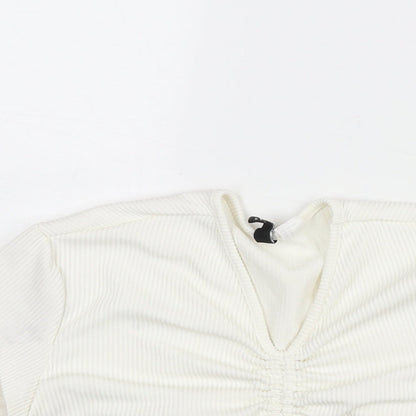 Womens UK Size M Divided by H&M Ivory Cropped Blouse
