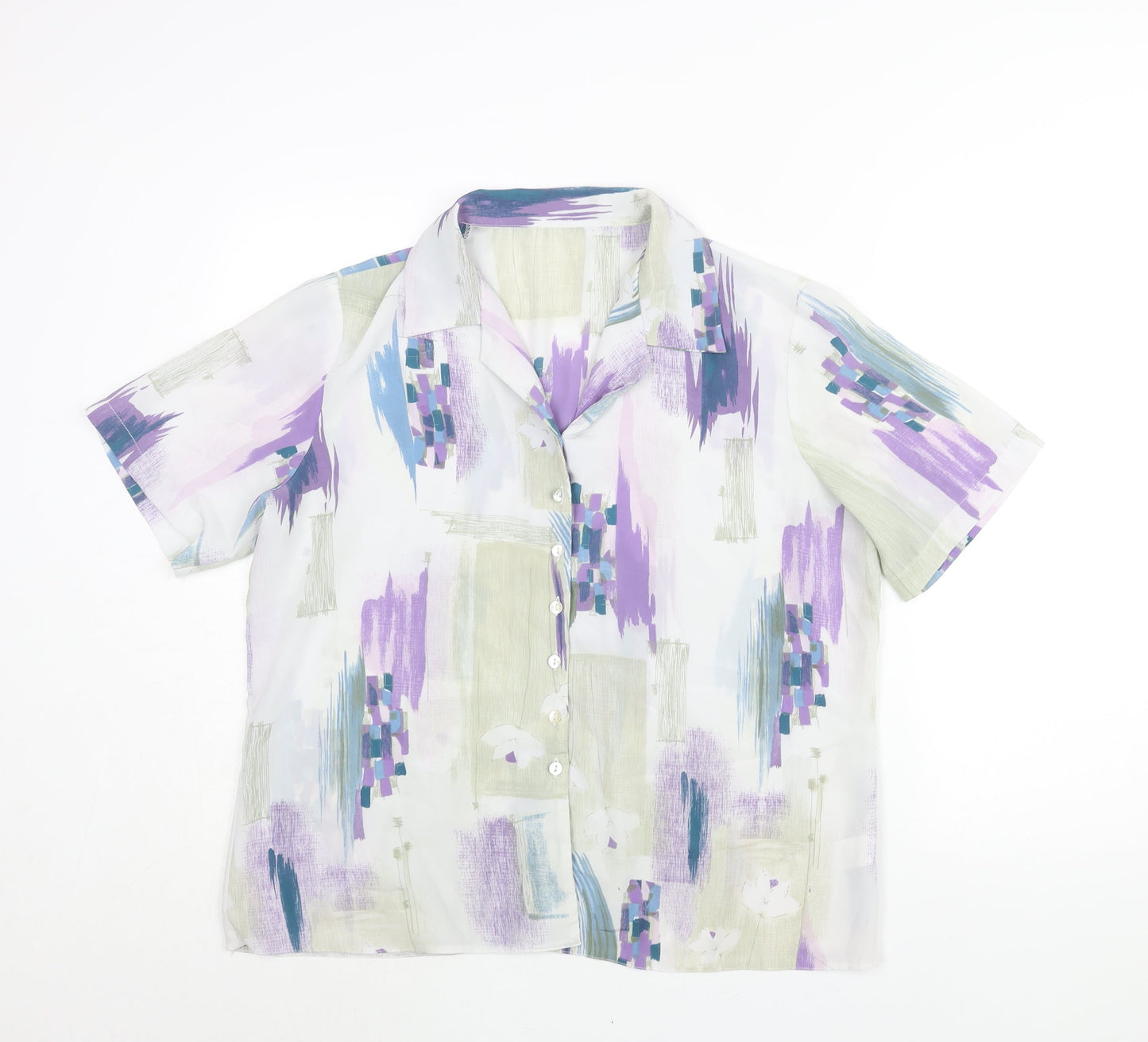 Berkertex Womens Multicoloured Geometric Polyester Basic Button-Up Size 18 Collared