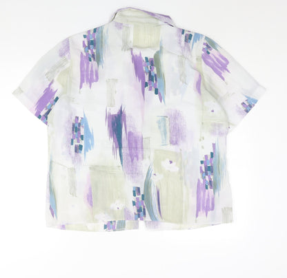Berkertex Womens Multicoloured Geometric Polyester Basic Button-Up Size 18 Collared