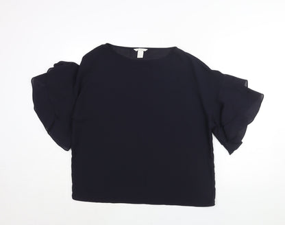 Womens UK Size 14 H&M Blue Basic Blouse