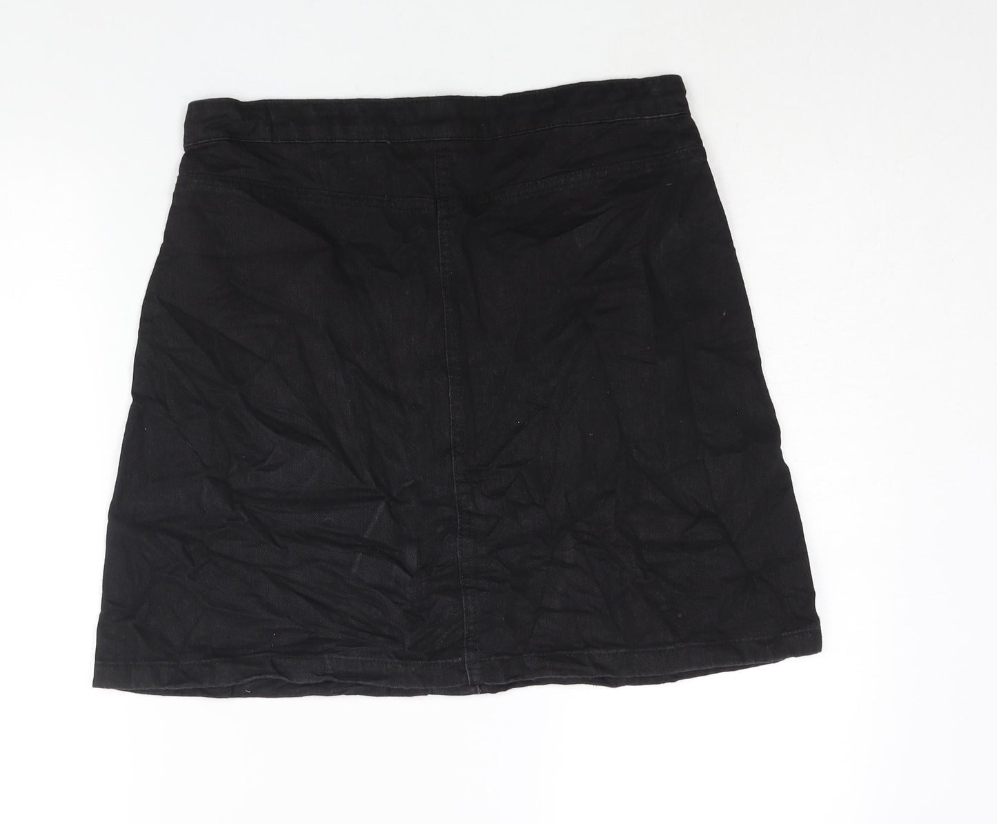 BHS Girls Black Cotton A-Line Skirt Size 15-16 Years Regular Button