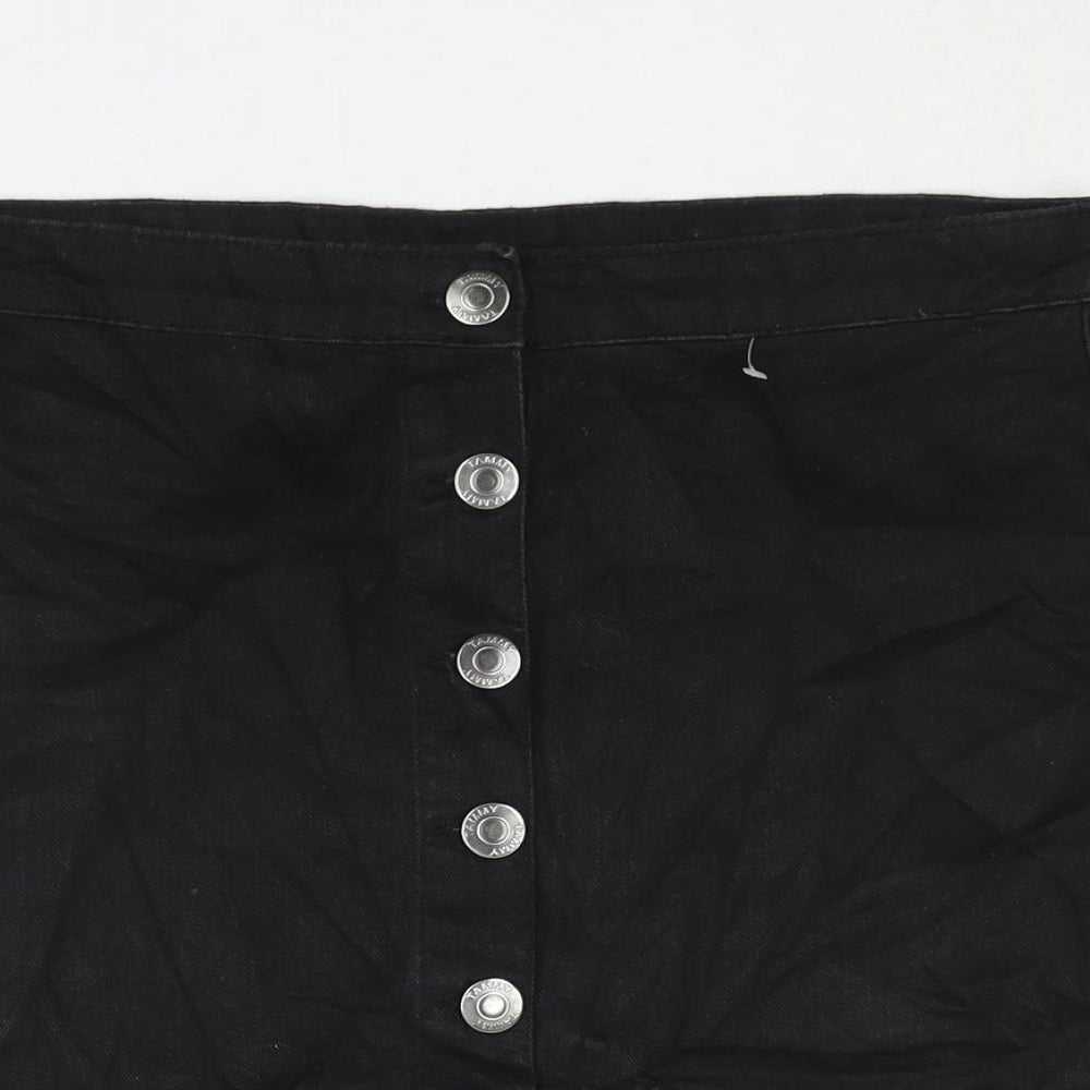 BHS Girls Black Cotton A-Line Skirt Size 15-16 Years Regular Button