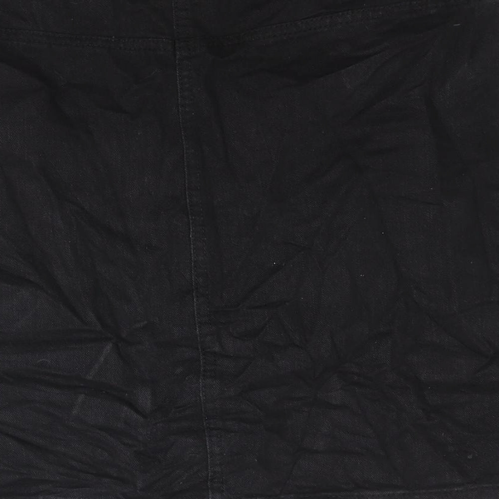 BHS Girls Black Cotton A-Line Skirt Size 15-16 Years Regular Button