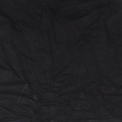 BHS Girls Black Cotton A-Line Skirt Size 15-16 Years Regular Button