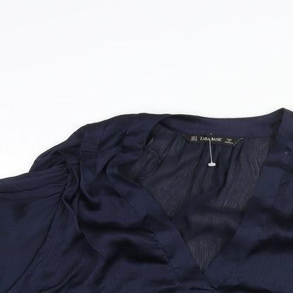 Womens UK Size S Zara Blue Tunic Blouse