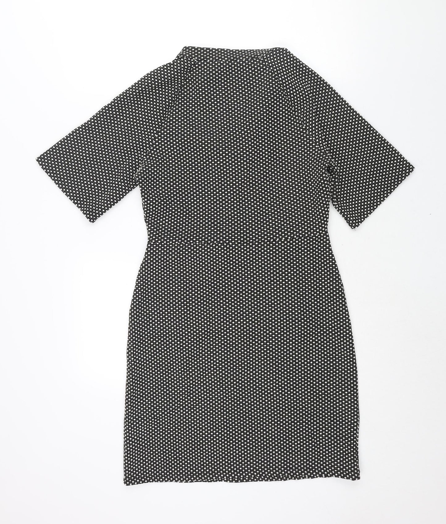 NEXT Womens Black Geometric Polyester Shift Size 8 V-Neck Pullover