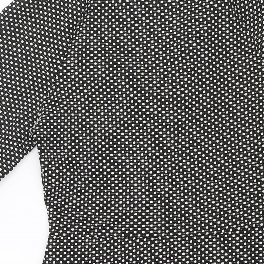 NEXT Womens Black Geometric Polyester Shift Size 8 V-Neck Pullover