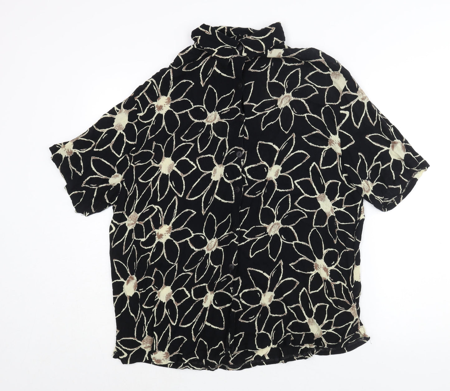 Womens UK Size L Pomodoro Black Basic Button-Up