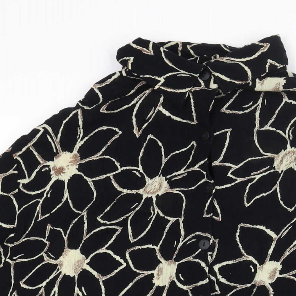 Womens UK Size L Pomodoro Black Basic Button-Up
