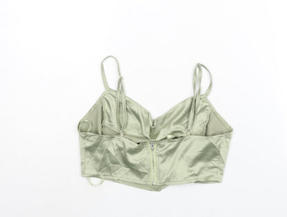 Womens UK Size 8 PRETTYLITTLETHING Green Cropped Blouse