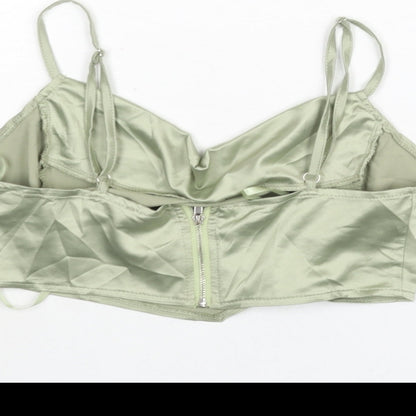 Womens UK Size 8 PRETTYLITTLETHING Green Cropped Blouse