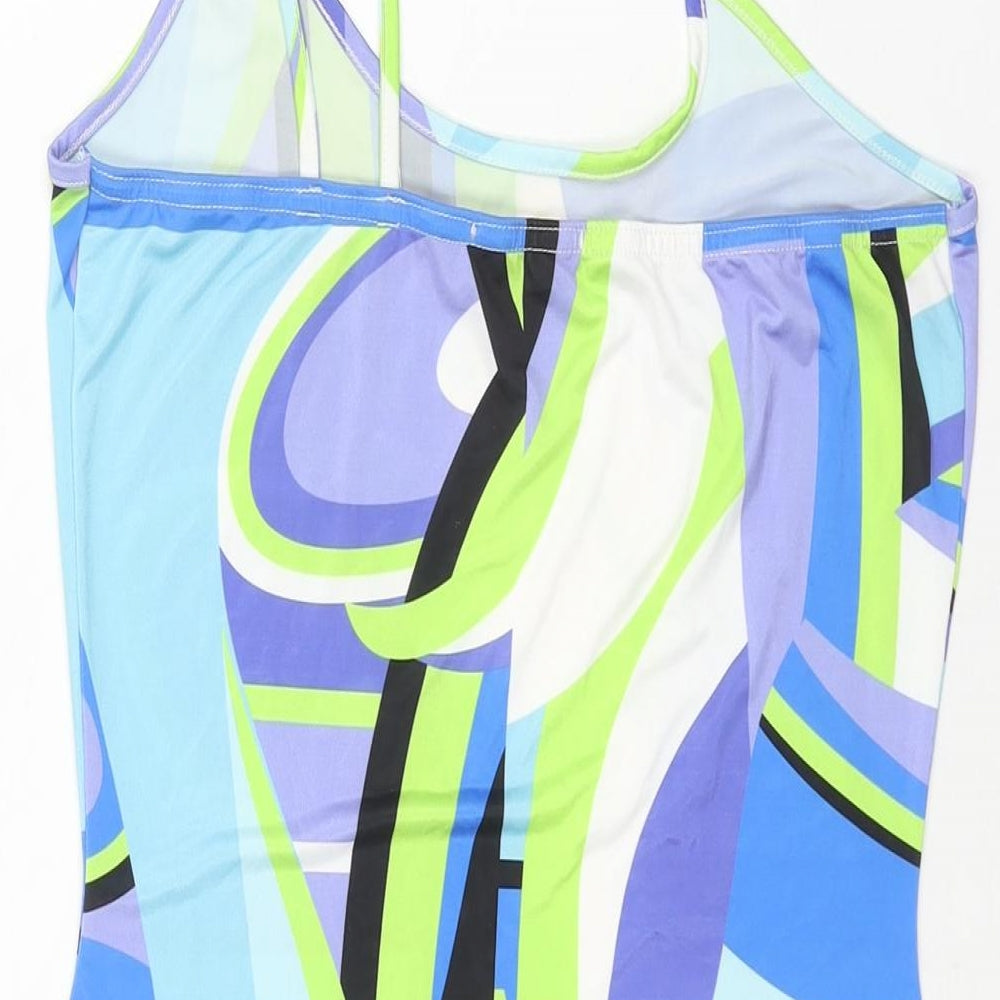 PRETTYLITTLETHING Womens Multicoloured Geometric Polyester Bodycon Size 10 One Shoulder Pullover