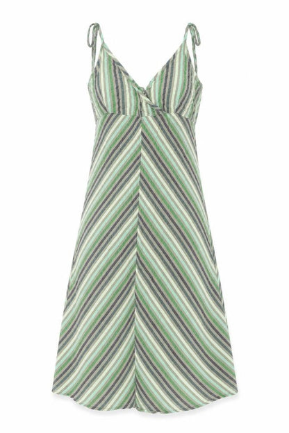 Divided by H&M Womens Green Striped Polyester Sheath Size 10 V-Neck Pullover