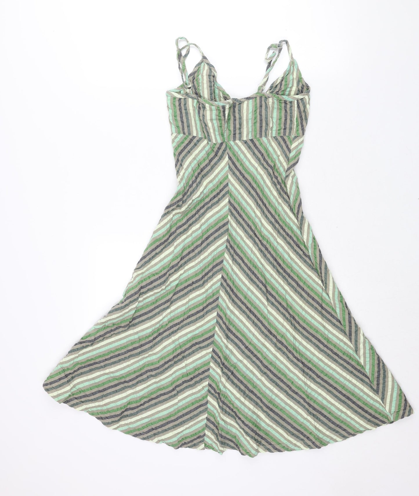 Divided by H&M Womens Green Striped Polyester Sheath Size 10 V-Neck Pullover