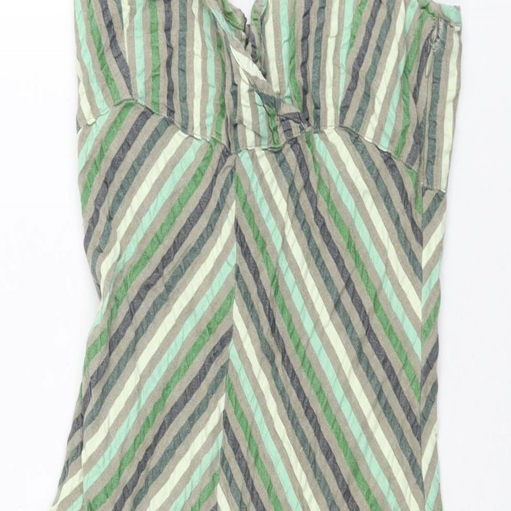 Divided by H&M Womens Green Striped Polyester Sheath Size 10 V-Neck Pullover