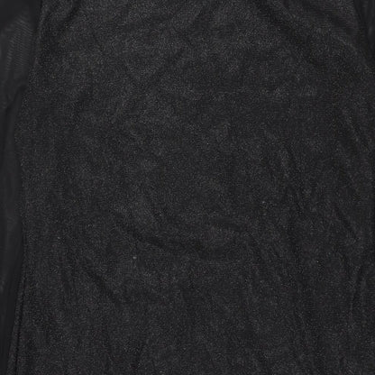 PRETTYLITTLETHING Womens Black Polyester Bodycon Size 10 Round Neck Pullover - Mesh Sleeve